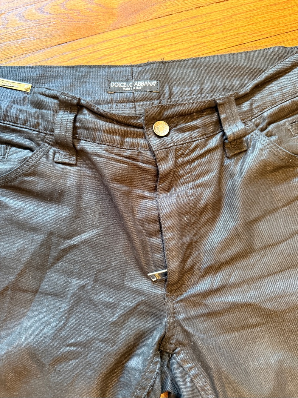 Vintage 2005 Dolce & Gabbana Black Pants with silver Logo Plaque